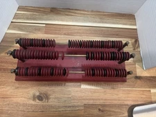 antique abacus Wood And Brass Counting Frame Wooden Beads And Base Brass Stands