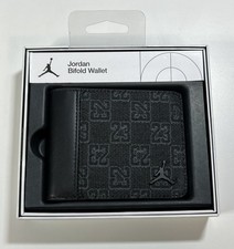 Nike Air Jordan Monogram Black Bifold Wallet Metallic Jumpman Logo RFID Tech NWT