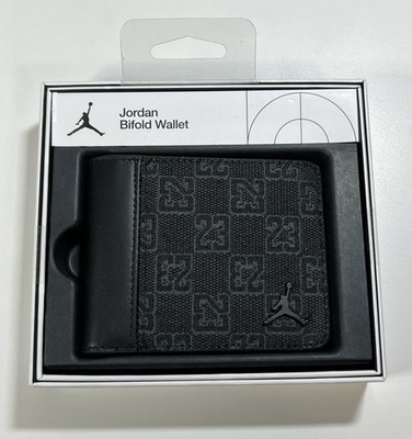 Nike Air Jordan Monogram Black Bifold Wallet Metallic Jumpman Logo