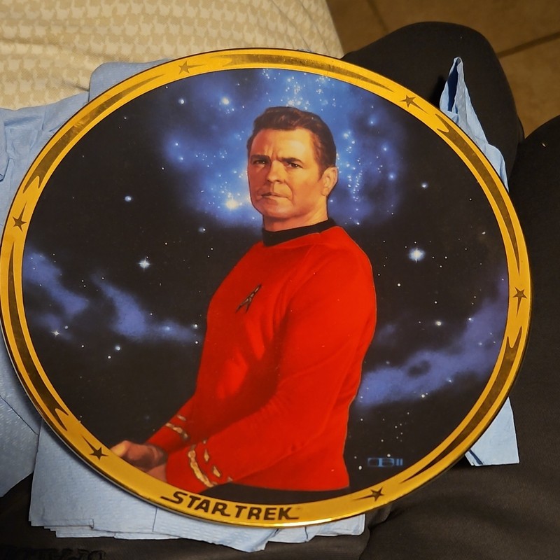 Star Trek Lt. Commander Data Ceramic Round Collector Plate Star Border