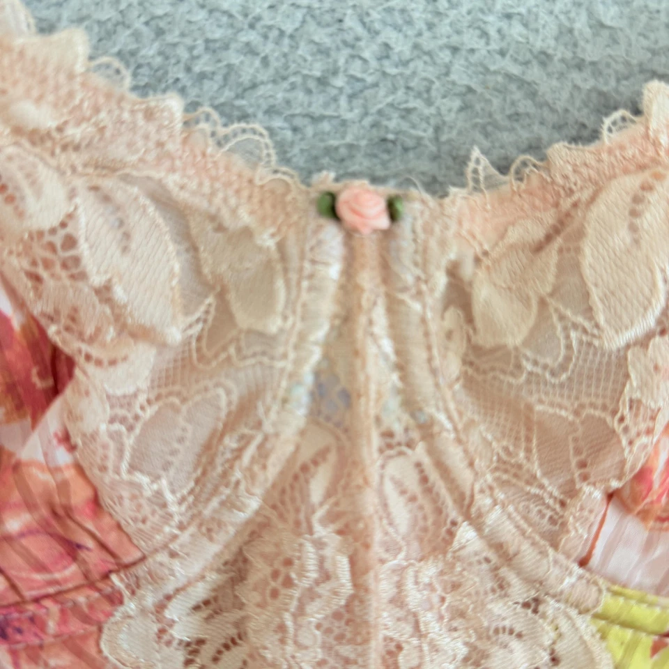 Intimately Free People Bodysuit Medium Corset Pink Floral Lace Hook Back Corset - Image 2 of 4