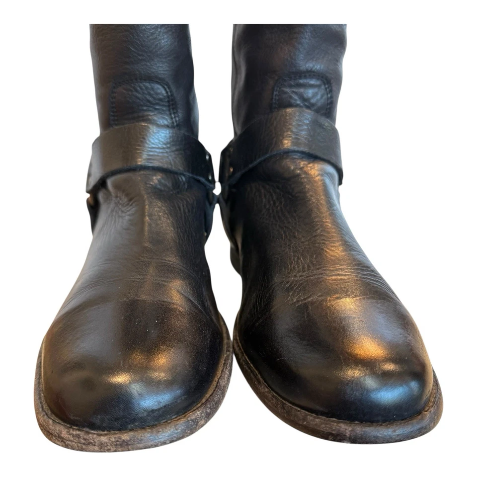 FRYE Mujer’s Phillip 3476850 Negro Arnés Alto Cuero Botas de Montar Talla 9 B Foto 2 de 4