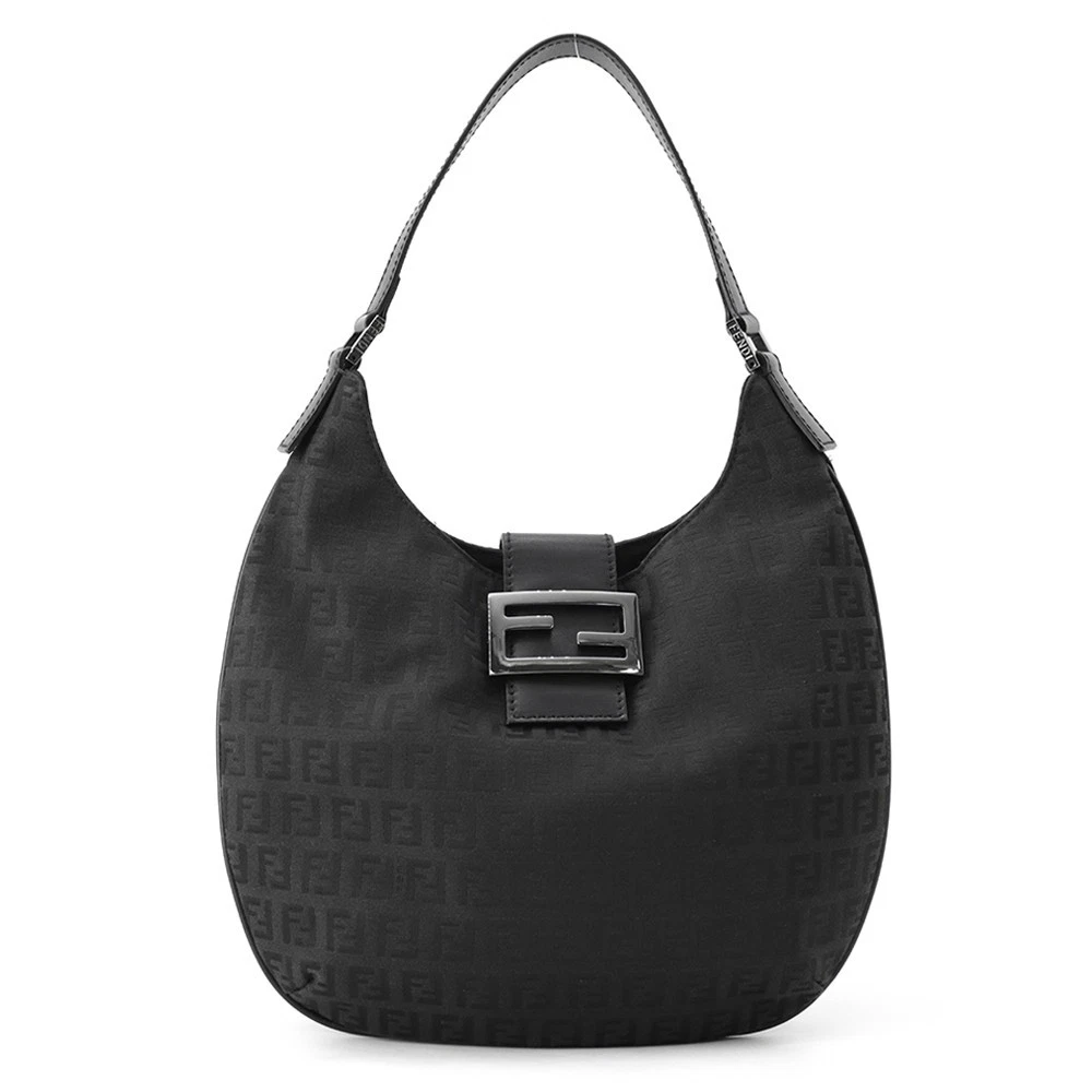 Fendi — FENDI Zucchino One Shoulder Bag Canvas/Leather Black