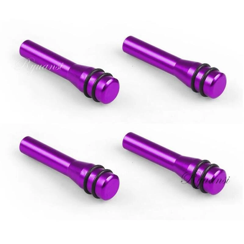 Perillas de cerradura de puerta interiores de aluminio púrpura 4 piezas para auto camión HotRod clásico Foto 2 de 3