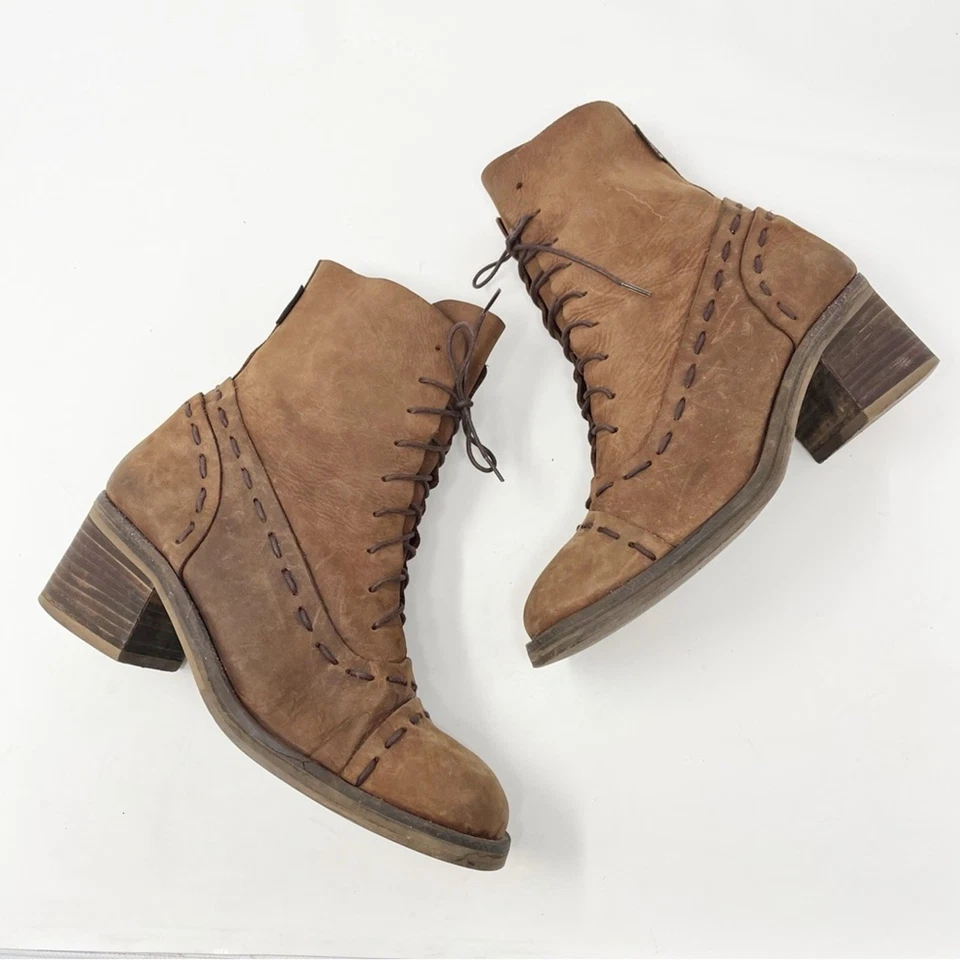 Destroy Stitch Lace Up Boots Leather Womens Size 40 / US 9 - Image 2 of 4