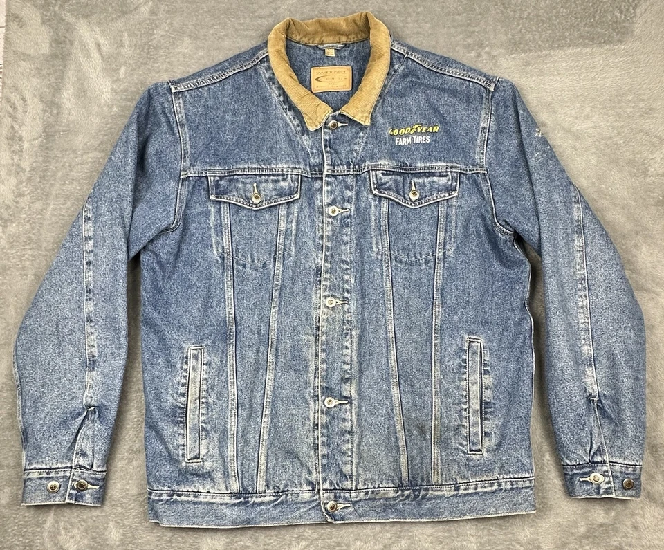 Chaqueta de Camionero Swingster De Colección Para Hombres XLT Azul Denim Franela Forrada Cuello de Pana Foto 2 de 4