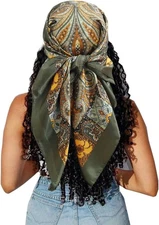 Large Square Head Satin Scarf Silk Feeling Hair Scarf 35"Head Scarves Bandana fo