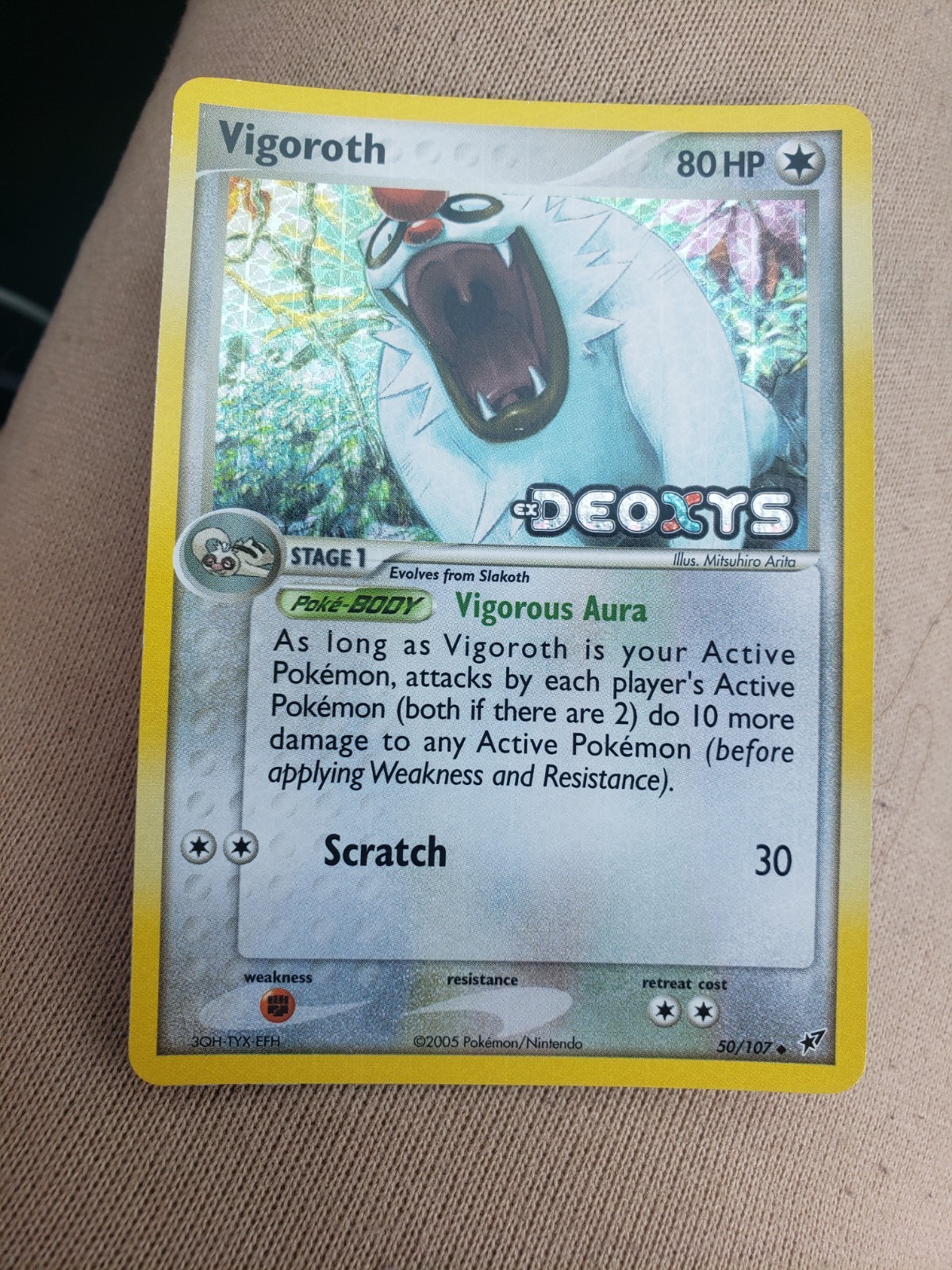 Pokemon Card - Vigoroth Stamped Deoxys 50/107 Reverse Holo NM