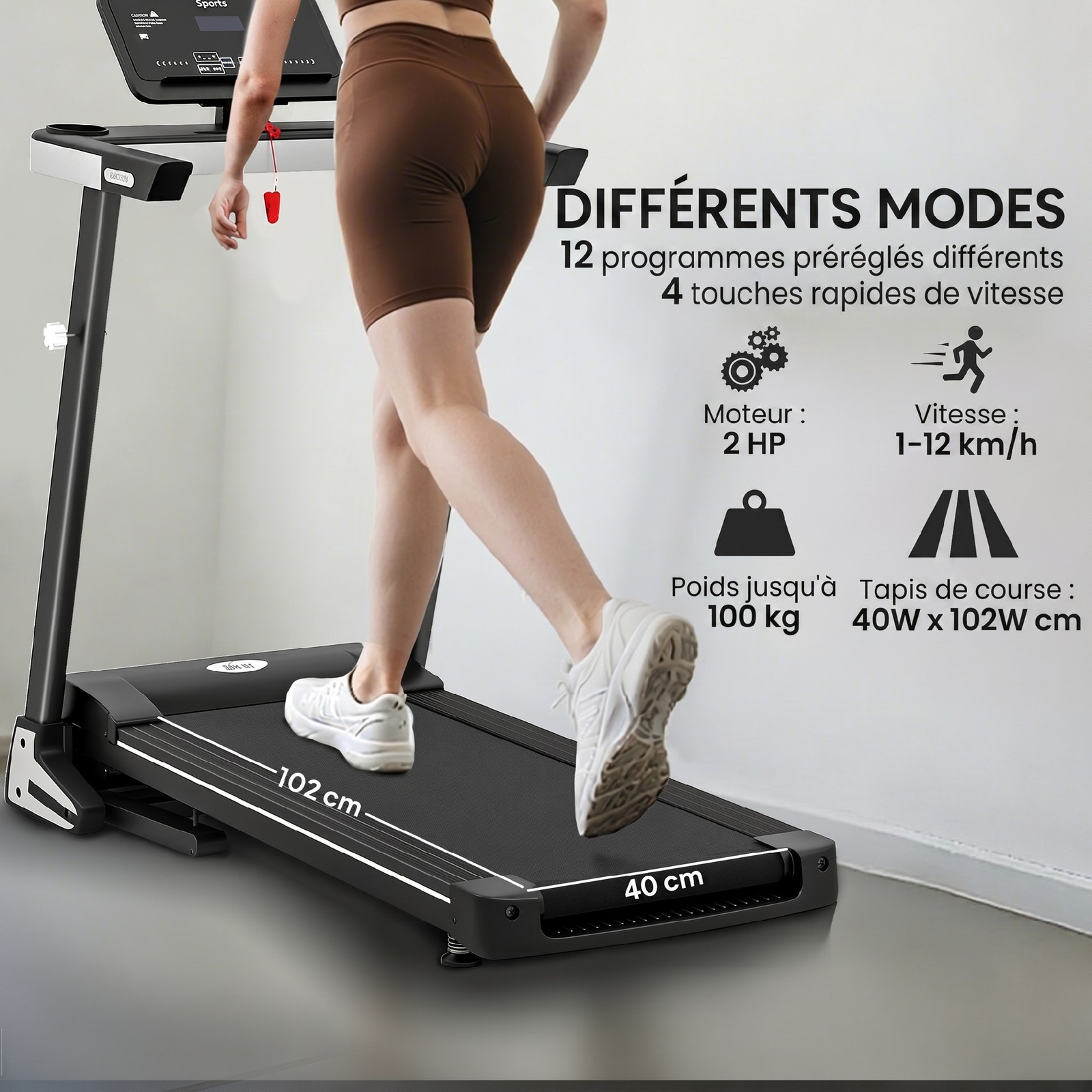 HOMCOM Tapis Roulant Elettrico Pieghevole per Fitness con LCD e Portabicchieri foto 5