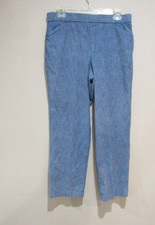 Lands' End Slacks Women 8 Blue Pull On Flat Front Cotton Blend