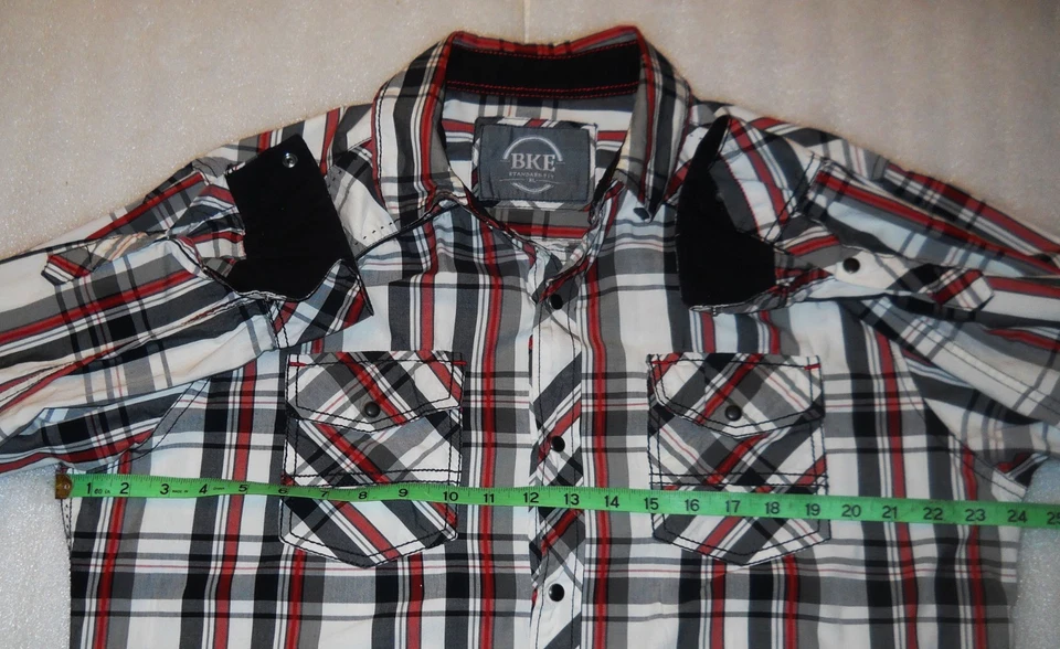 Camisa BKE Para Hombre XL Estilo Occidental Perla A Presión Mangas Largas Foto 2 de 3