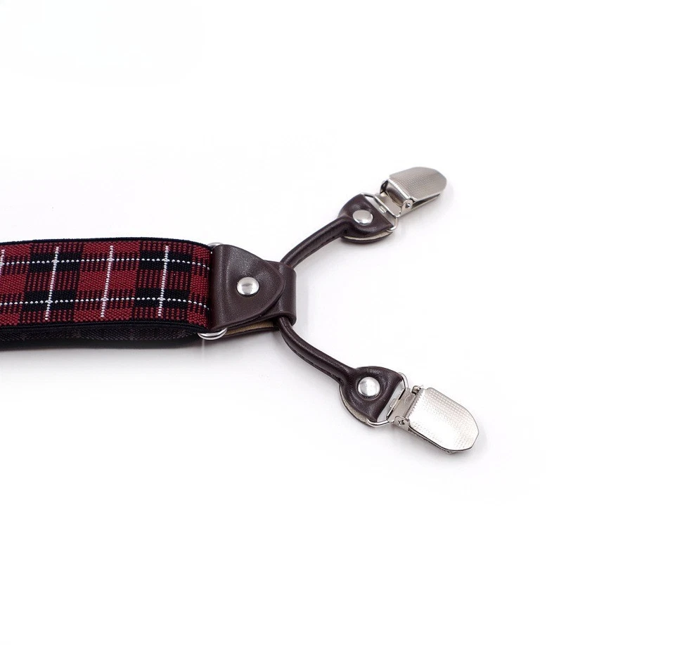 Adult Jacquard 6-Clip Plaid Men's Suspenders Y-Shaped Trouser Braces with Box - Изображение 3 из 4