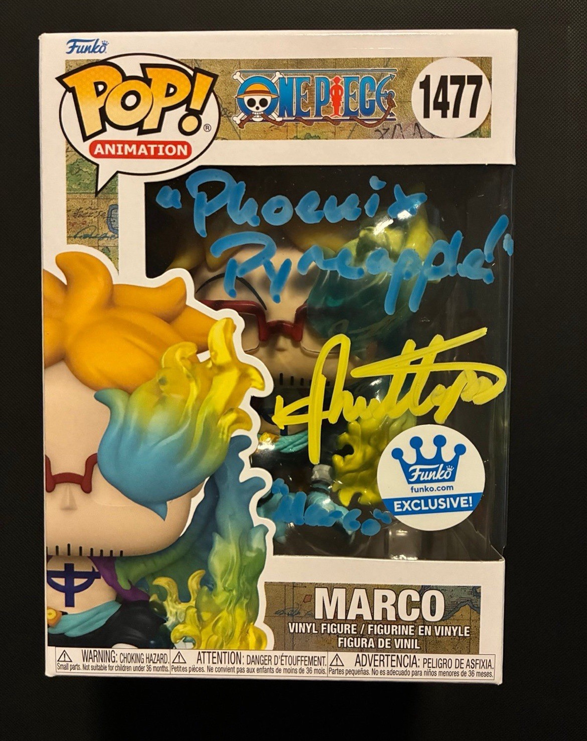 AUTO W/QUOTE & DOODLE: Marco Funko Pop! One Piece (JSA Certified) NUMBERED #1/3