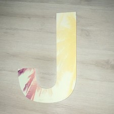 Pottery Barn Decorative Wall Letter J Yellow  Painted Front w/ Hanger