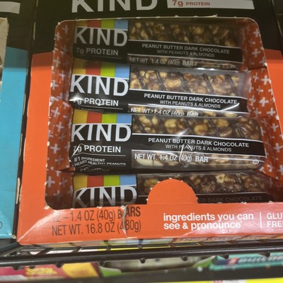 Bars, Peanut Butter Dark Chocolate, Gluten Free,1.4 Ounce,12 Count