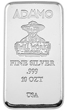 10 oz Silver Bar 999 Standard - "Will Work for Silver" - Adamo Metals - USA 83.57 per troy oz