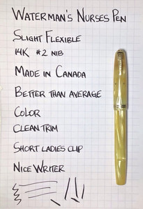 Watermans Nurses Pen Canadian Nice 14K #2 Nib Restored Working Perfectly