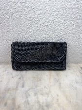 Vintage Black Beaded Clutch Wallet Made in Japan Evening Purse Retro