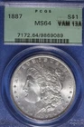 1887 PCGS MS64 TOP 100 VAM 12A MORGAN SILVER DOLLAR #B50760