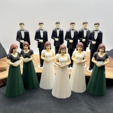 1980s Wilton Bridal Party Cake Toppers Lot Of 12 Bride Groom Maids Vintage