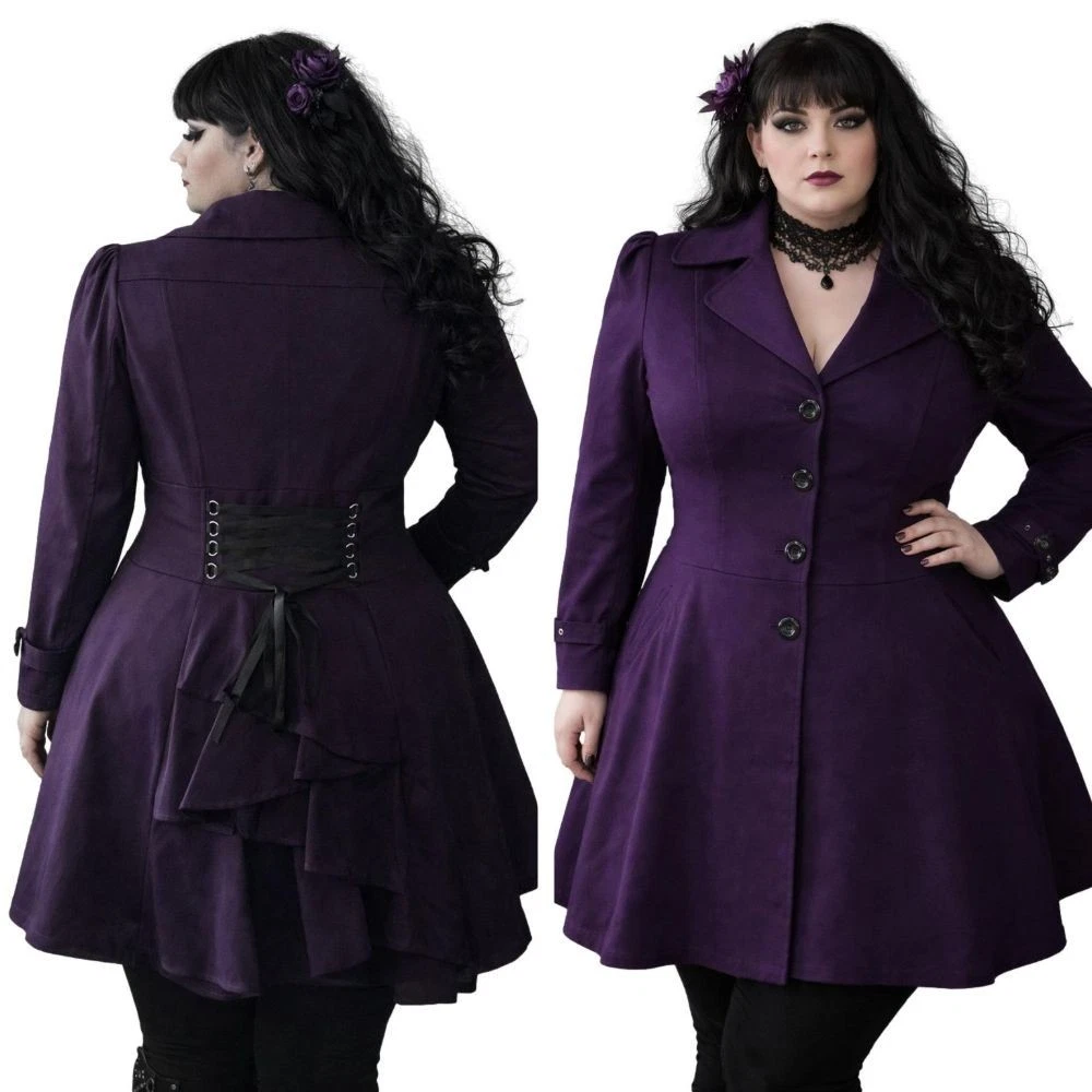 PLUS SIZE 18 20 22 24 26 28 30 32 PURPLE VICTORIAN STEAMPUNK RIDING JACKET COAT