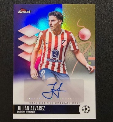 2025-26 Topps Finest UCC Julian Alvarez Purple Auto /75, Atletico Madrid