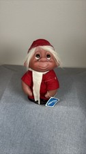 DAM Norfin Troll Doll George Red Outfit White Hair Holiday on Stand
