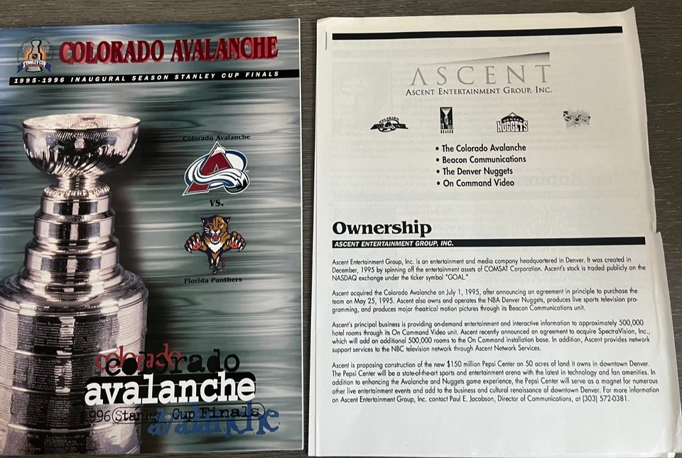 Colorado Avalanche Stanley Cup Finals Program 1996 vs Florida Panthers Foto 2 de 4