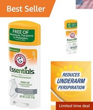Essentials Unscented Natural Deodorant - 2.5 Oz Solid Oval for All-Day Freshness
