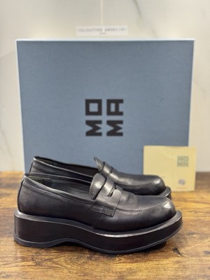 MOMA Mokassin Leder Schwarz Handgefertigt IN Italien Luxury MOMA Stiefel Frau 40