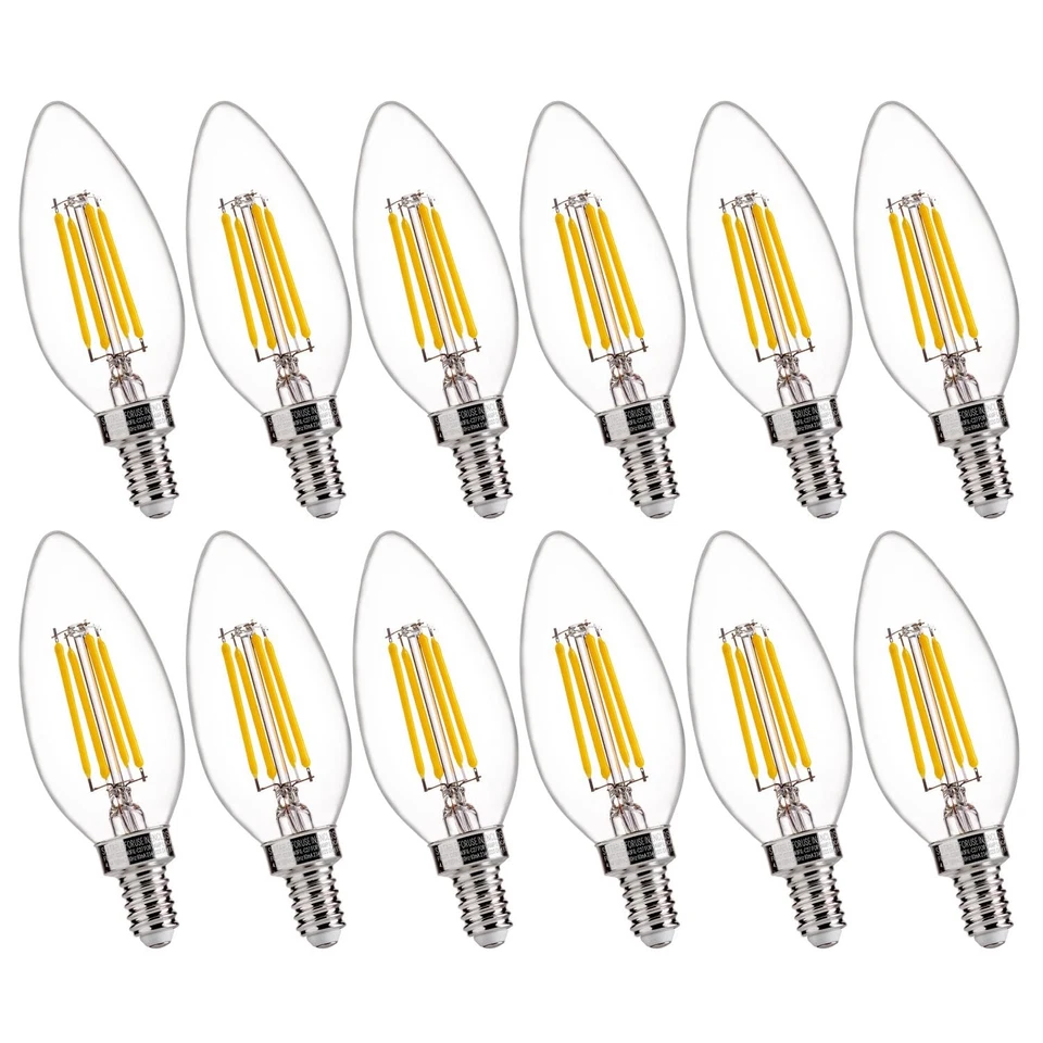 ARLGSITE 12 Pack E12 5.5W LED Edison Light Bulbs Dimmable 60W Equivalent Warm White 2700K