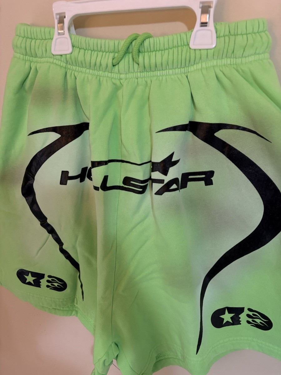 hellstar warm up shorts neon green size small | eBay