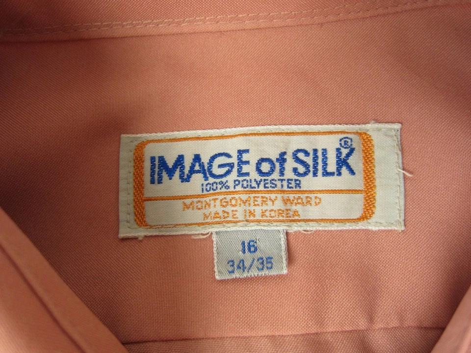 True Vintage Montgomery Ward Shirt Mens 16 Large Pink 60s 70s Disco Leisure - Image 4 of 4