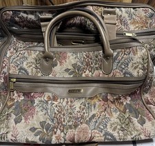 Vtg Jaguar Luggage Floral Tapestry 2 Piece Luggage Set Weekender Carry On/71