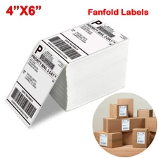 4"x6" Fanfold Direct Thermal Shipping Labels for Zebra and Rollo Printers US