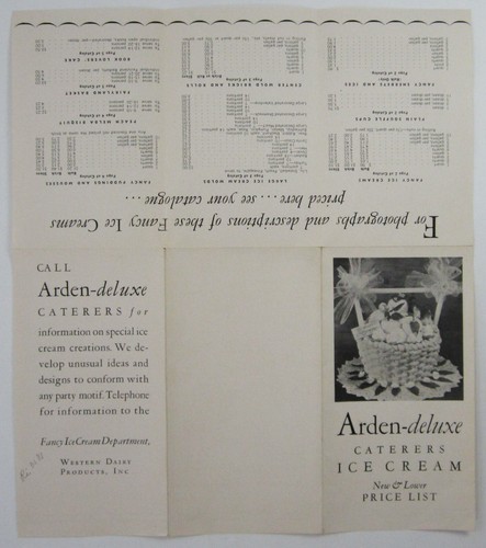 Vintage Arden Dairy Ice Cream Catalog Menu Price List Mold Cakes Catering 1950s - Picture 7 of 7