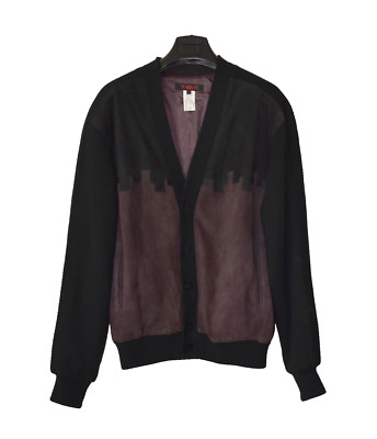 B5 Auth TORRAS Brown Black Wool Knit Back Suede Front Panel Jacket Size 38