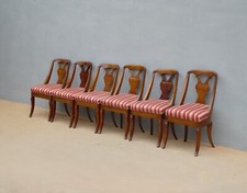Lotto di sei sedie gondolles in legno di noce con seduta imbottita, '800!