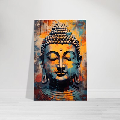 Buddha Leinwand Pop Art Wandbild Buntes Poster Buddhismus Bild Meditation Glaube