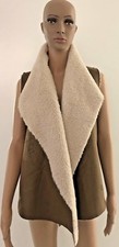 Chelsea & Theodore New Vest, Luggage Brown Cream Faux Fur, Women's Large $78 New