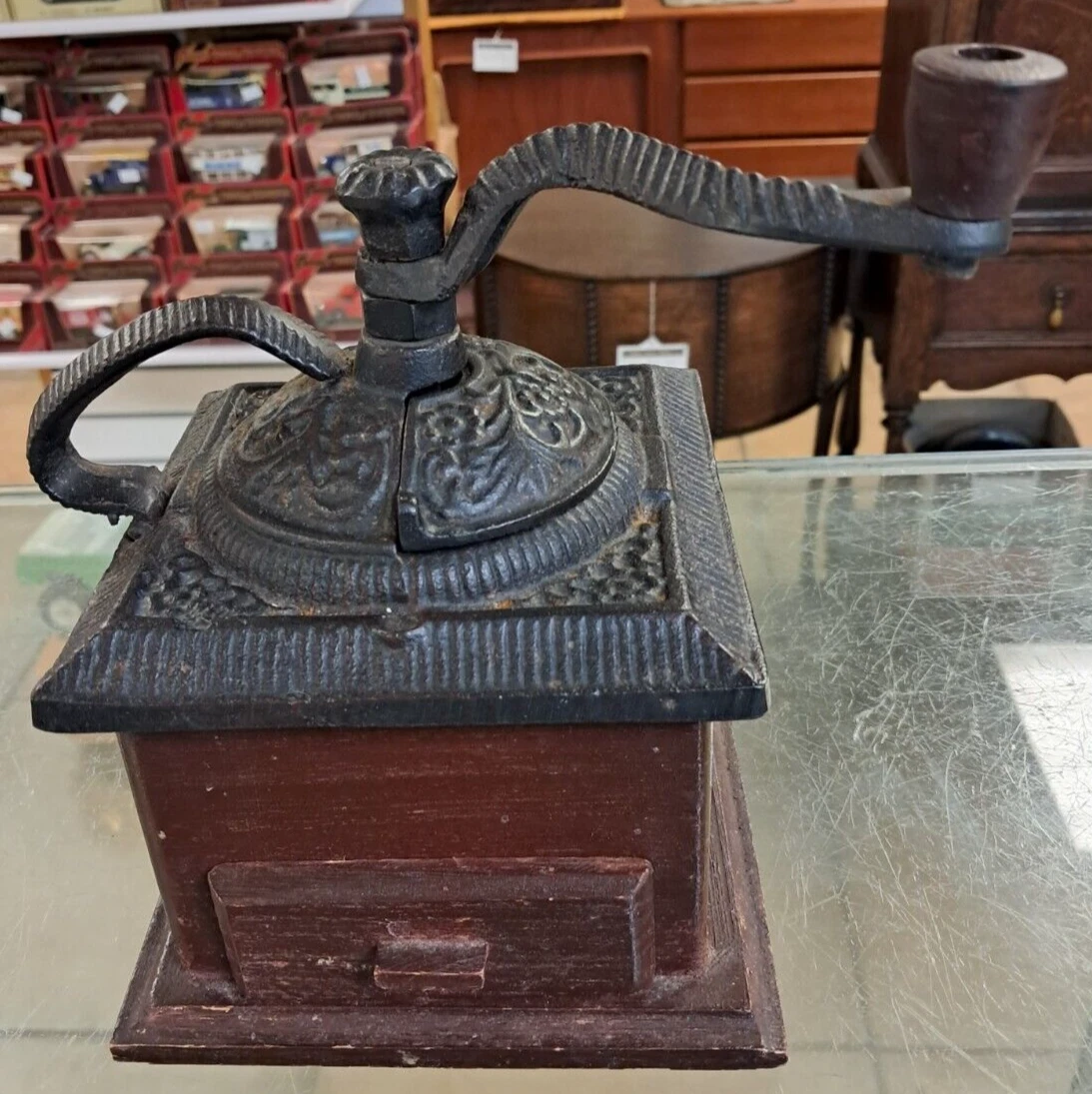 Vintage Wooden & Cast Iron Coffee/Spice Grinder