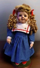 Vintage 17" Porcelain Doll Patriotic 4th of July Theme Signed #84/1500 & Stand