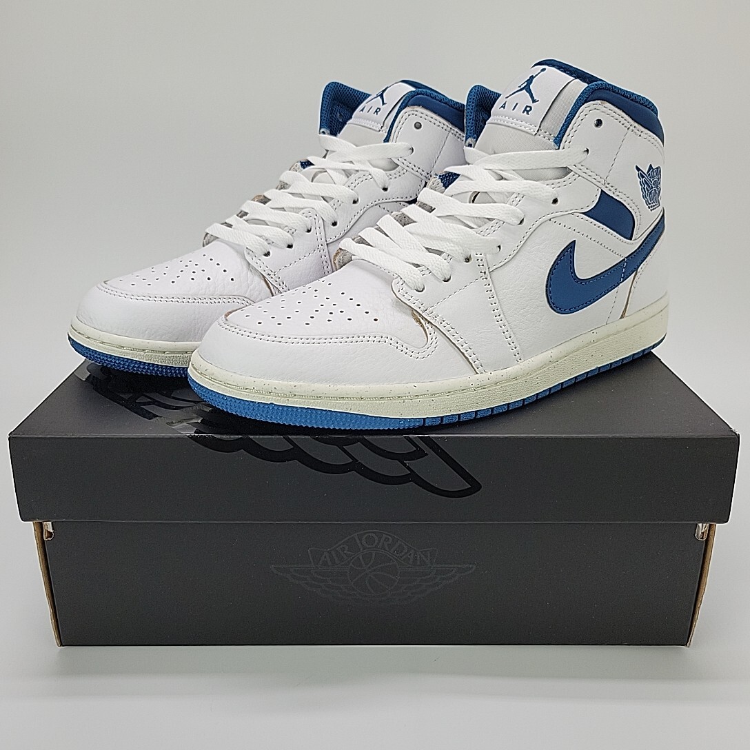 Nike Air Jordan 1 Mid Men's Shoes Sneaker White/Blue Multi Size FN5215-141 NEW! thumbnail 11
