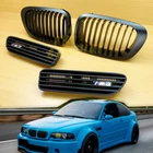 Fender Side Grill Cover + Front Hood Grille Matte Black For BMW E46 2001-2006 M3