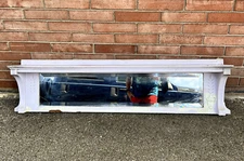 1880s Original Salvaged Solid Oak Wood Eastlake Fireplace Mantel Top Mirror 59”