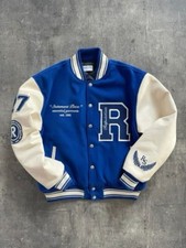 Blue Wool & Off White Genuine Leather Varsity Jackets (baseball jacket) S To 2XL