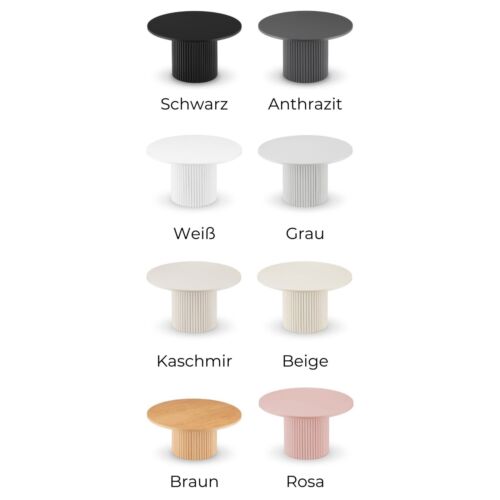 Couchtisch Rund HANDGEMACHT Beistelltisch Sofatisch Kaffeetisch Geriffelt Tisch - Bild 6 von 14