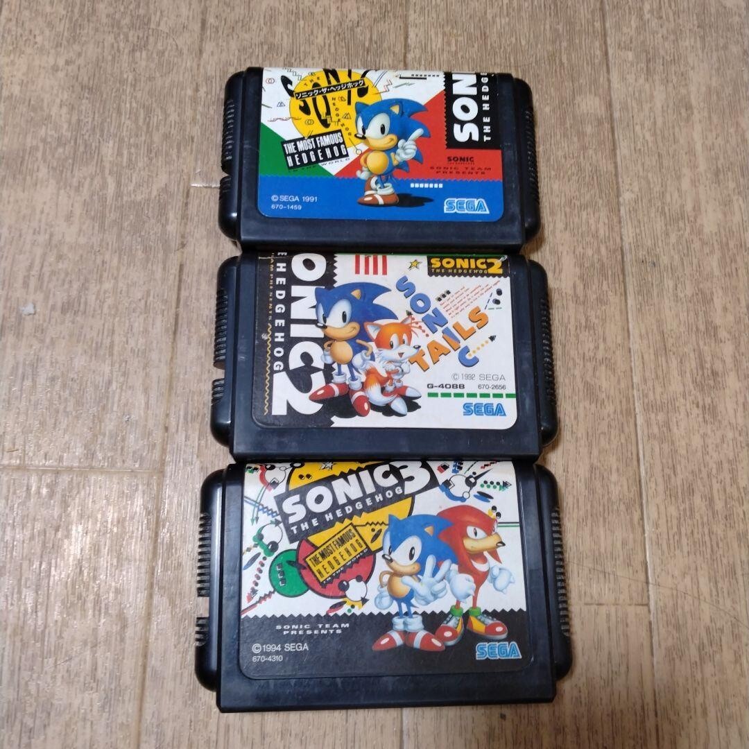 メガドライブ　ソニック・ザ・ヘッジホッグ 1 2 3セット ソニックザヘッジホッグ1 2 3セット 箱説無 MDメガドライブ 管理