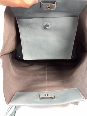 TOD'S Gray/Light Blue Leather Fringe Large Tote Bag | eBay