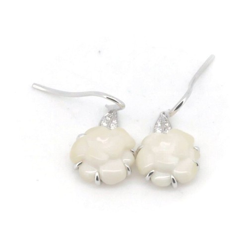 CHANEL Camellia Chalcedony Diamond Earrings K18WG 750 White - 第 4/7 張圖片